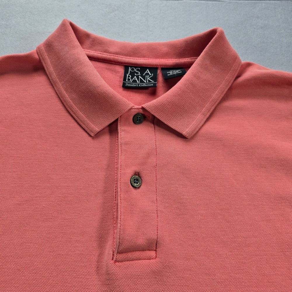 Jos A Bank Travelers Collection Mens XXL Coral Pink Cotton Pique Polo Shirt - Picture 4 of 6